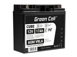 Green Cell® AGM VRLA 12V 17Ah huoltovapaa akku pyörätuoliveneskootterin ruohonleikkuriin