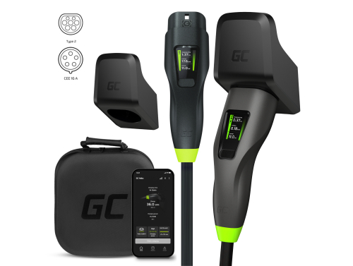 Green Cell GC Habu Liikkuva EV-latauslaite 11kW 7m Tyyppi 2 CEE 16A Wallbox sovelluksella + Habu Holder - EV-latauskaapelin tuki