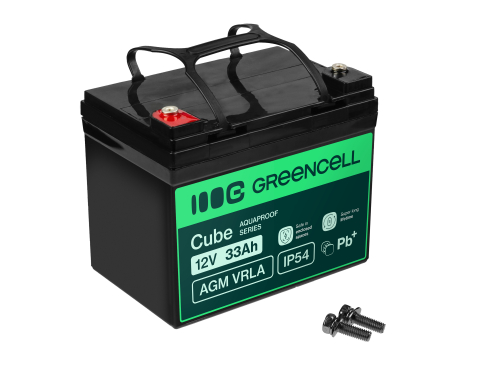 Green Cell Cube AGM VRLA IP54 12V 33Ah huoltovapaa akku ruoholeikkuriin, skootteriin, veneeseen, pyörätuoliin