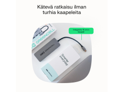 Adapteri Basic HUB Greencell USB-C 4in1 (4×USB-A 3.0) – nopea siirto jopa 5 Gb/s, alumiininen kotelo