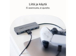 Adapteri Basic HUB Greencell USB-C 4in1 (4×USB-A 3.0) – nopea siirto jopa 5 Gb/s, alumiininen kotelo