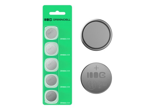 5x litiumakku CR1620 CR 1620 3V 70mAh Greencell nappiakku Blister
