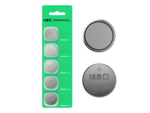 Greencell Blister 5x litiumakku CR2016 3V 80mAh nappiakku avaimelle, kellolle, kaukosäätimelle, vaa'alle