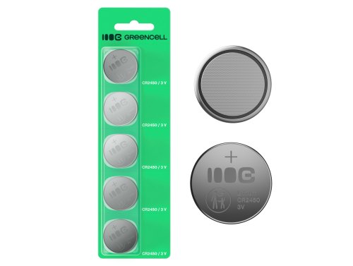 Greencell Blister 5x litiumakku CR2450 3V 600mAh nappipatteri avaimelle, kellolle, kauko-ohjaimelle, vaa'alle