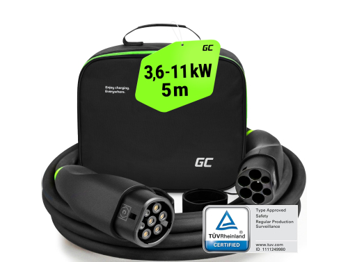 Green Cell Snap EV Latauskaapeli Tyypin 2 11kW 5m varten Tesla Model 3 S X Y, Kia EV6, Hyundai IONIQ 5, BMW i3, Ford Mach-E