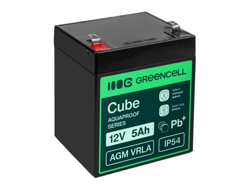 Greencell AGM VRLA 12V 5Ah huoltovapaa akku kassa lelu kamera (91x70x102mm)