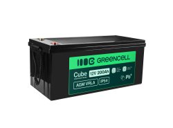 Greencell AGM VRLA 12V 200Ah huoltovapaa akku veneisiin aurinkopaneeleille (240x522x226mm)