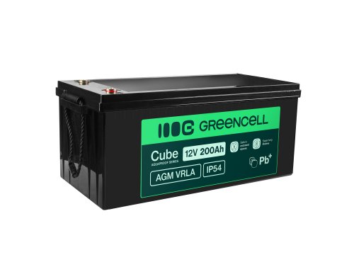 Greencell AGM VRLA 12V 200Ah huoltovapaa akku veneisiin aurinkopaneeleille (240x522x226mm)