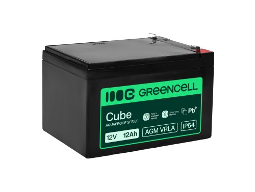 Greencell AGM VRLA 12V 12Ah huoltovapaa akku kassakoneisiin, leluille, kameroille (151x98.5x95mm)