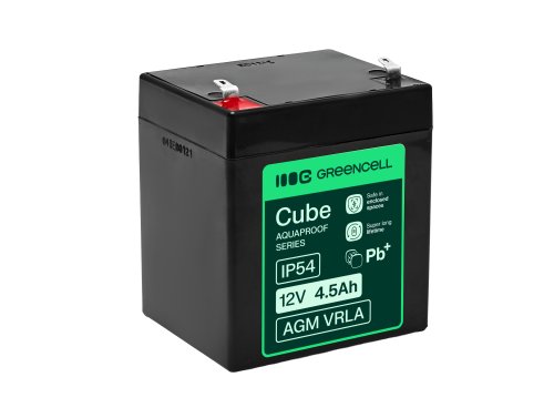 Greencell AGM VRLA 12V 4.5Ah huoltovapaa akku kassakoneille, leluille, kameroille (90x70x106mm)