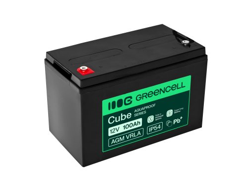 Greencell AGM VRLA 12V 100Ah huoltovapaa akku UPS-virtalähteelle, vaa'alle, asuntovaunulle (332x175x220mm)