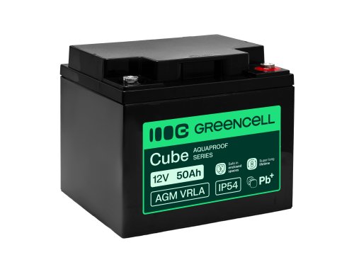 Greencell AGM VRLA 12V 50Ah huoltovapaa akku UPS-virransyötölle, vaa'alle, asuntovaunulle (197x166x170mm)