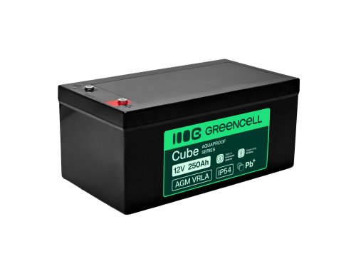 Greencell AGM VRLA 12V 250Ah huoltovapaa akku veneille, fotovoltaiikkaan, aurinkopaneeleihin (520x268x225mm)