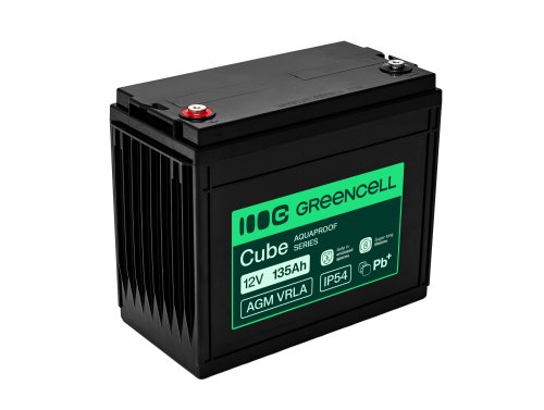 Greencell AGM VRLA 12V 135Ah huoltovapaa akku veneisiin, aurinkosähköön, aurinkopaneeleihin (341x173x287mm)