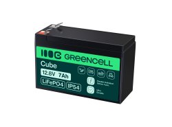 Green Cell CUBE LiFePO4-akku 7Ah 12.8V 89.6Wh Litium-rautafosfaatti UPS:lle, Leluille, Valvontaan, Hälytys, Lelu, CCTV