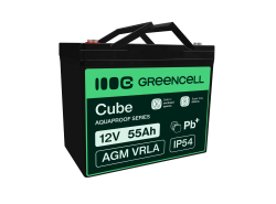 Green Cell CUBE AGM IP54 VRLA 12V 55Ah huoltovapaa akku leikkurin skootterin veneen pyörätuolin golfkärryyn