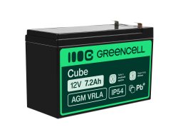 Green Cell AGM VRLA 12V 7,2Ah huoltovapaa akku hälytysjärjestelmään, kassakoneeseen, leluihin, UPS-katkosvirtalähteeseen