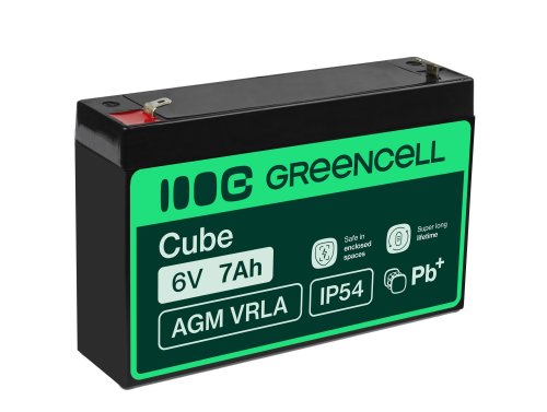 Green Cell® AGM 6V 7Ah akku geelilelu kassahälyttimeen, UPS, sähkökeskukset, tietoliikenne