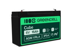 Green Cell® AGM VRLA 6V 15Ah huoltovapaa akku hälytysjärjestelmään, kassakoneeseen, leluihin, valvontaan, ilmaisimiin