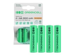 4x Paristot AA R6 2600mAh Ni-MH Ladattavat Akut Green Cell