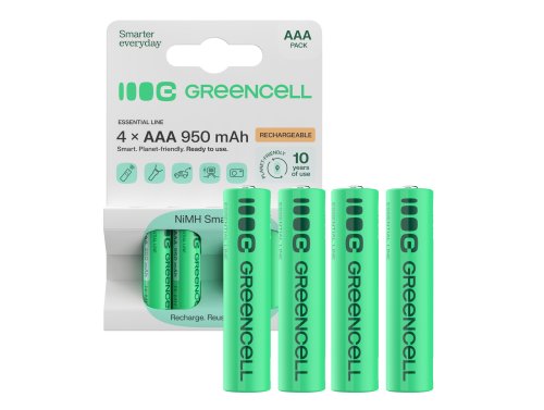 4x Paristot AAA R3 950mAh Ni-MH Ladattavat Akut Green Cell