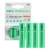 4x Paristot AAA R3 950mAh Ni-MH Ladattavat Akut Green Cell