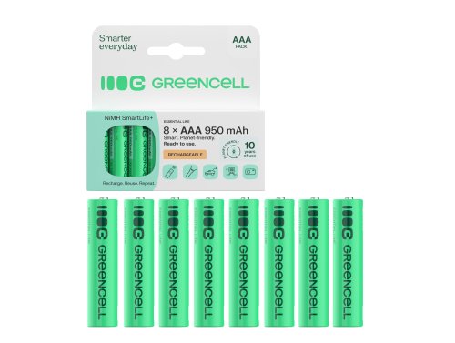 8x Paristot AAA R3 950mAh Ni-MH Ladattavat Akut Green Cell