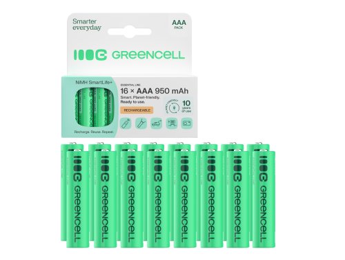 16x Paristot AAA R3 950mAh Ni-MH Ladattavat Akut Green Cell