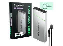 Powerbank Greencell PowerPlay Pro 20800mAh 65W – nopea lataus, PD, Ultra Charge, valmistettu Puolassa