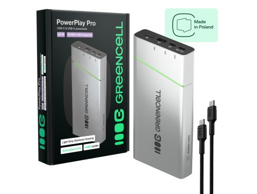 Powerbank Greencell PowerPlay Pro 20800mAh 65W – nopea lataus, PD, Ultra Charge, valmistettu Puolassa